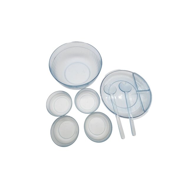 Tupperware Prelude Salad Bowl Set With 4 Small Bowls Utensils & Lid - Picture 1 of 5